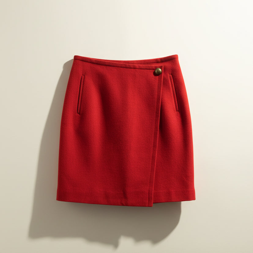 Talbots Red Asymmetrical Midi Skirt Size 2