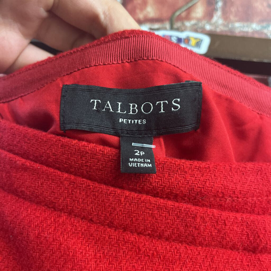 Talbots Red Asymmetrical Midi Skirt Size 2
