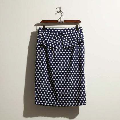 Grace Karin Blue & White Polka Dot Midi Skirt Size M