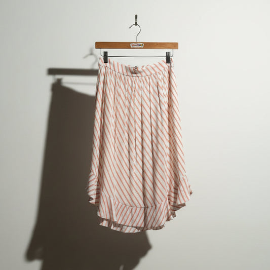 Loft Ann Taylor White and Red Horizontal Stripe Midi Skirt Size 2