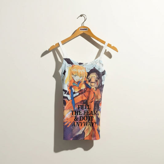 Digital Toni Graphic Tank Top Feel The Fear Size S