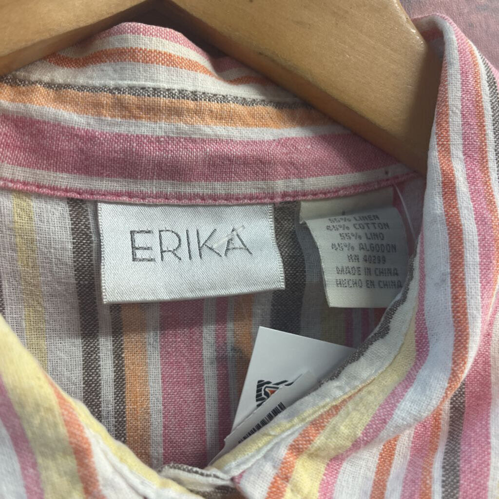 Digital Toni Pink Striped Blouse Double Graphic Size L