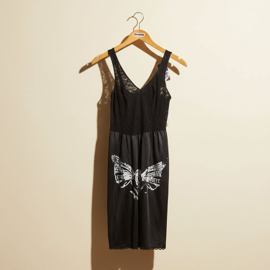 Digital Toni Black Graphic Slip Dress Size 32