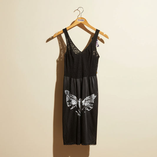 Digital Toni Black Graphic Slip Dress Size 32