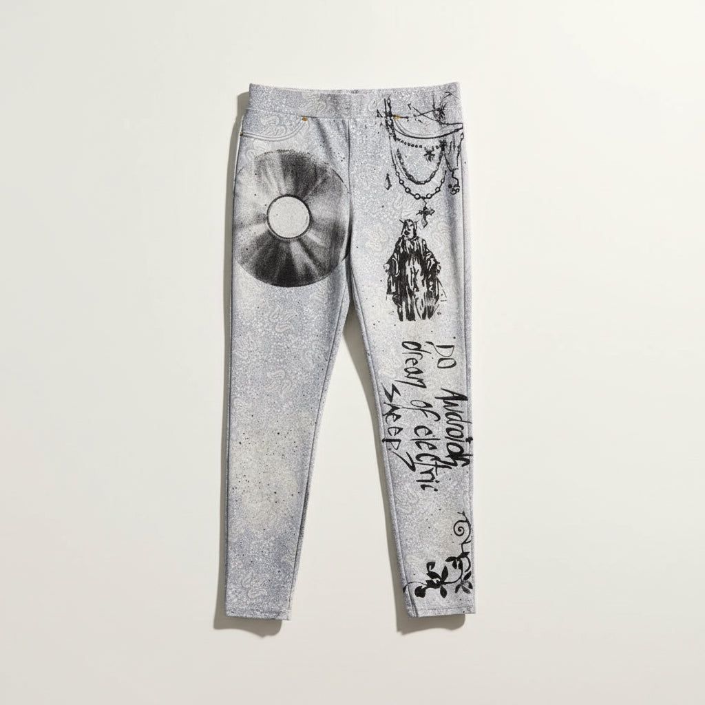 Digital Toni Blue Graphic Screen Printed Pants Size L
