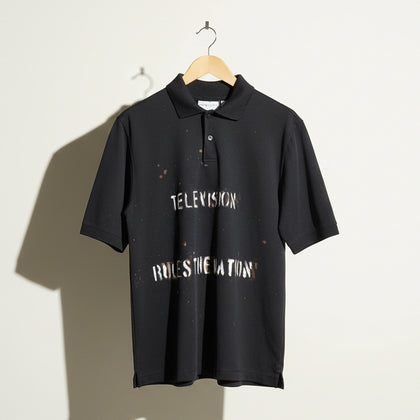 Digital Toni Black Television Spell Out Polo Shirt Size S