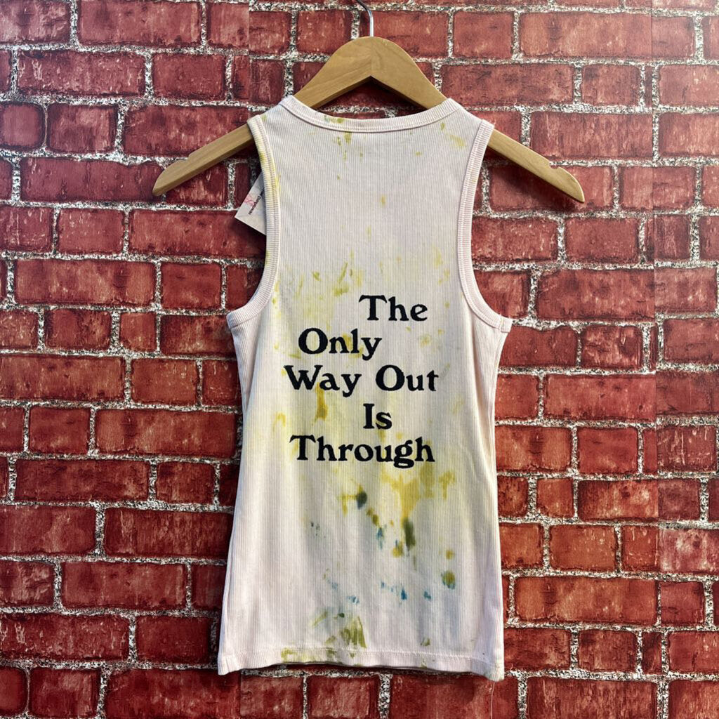 Digital Toni Pink Splatter Ornate Graphic Tank Top Size XS