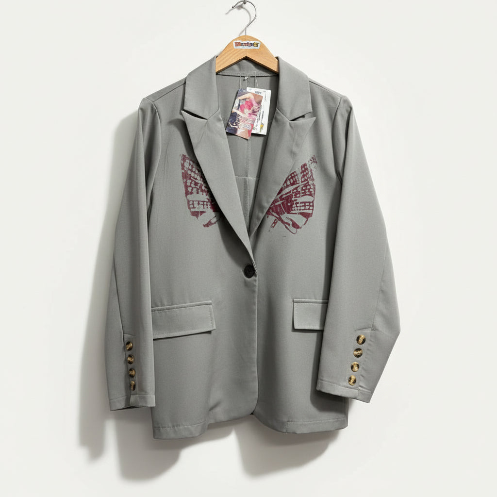 Digital Toni Grey Graphic Blazer Size M