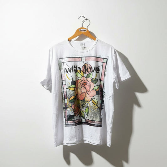 Digital Toni White Stretchy Stained Glass Graphic Tee Top Size 2XL