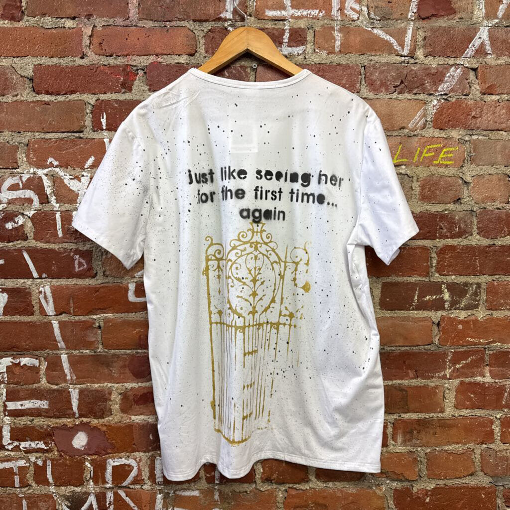 Digital Toni White Stretchy Stained Glass Graphic Tee Top Size 2XL