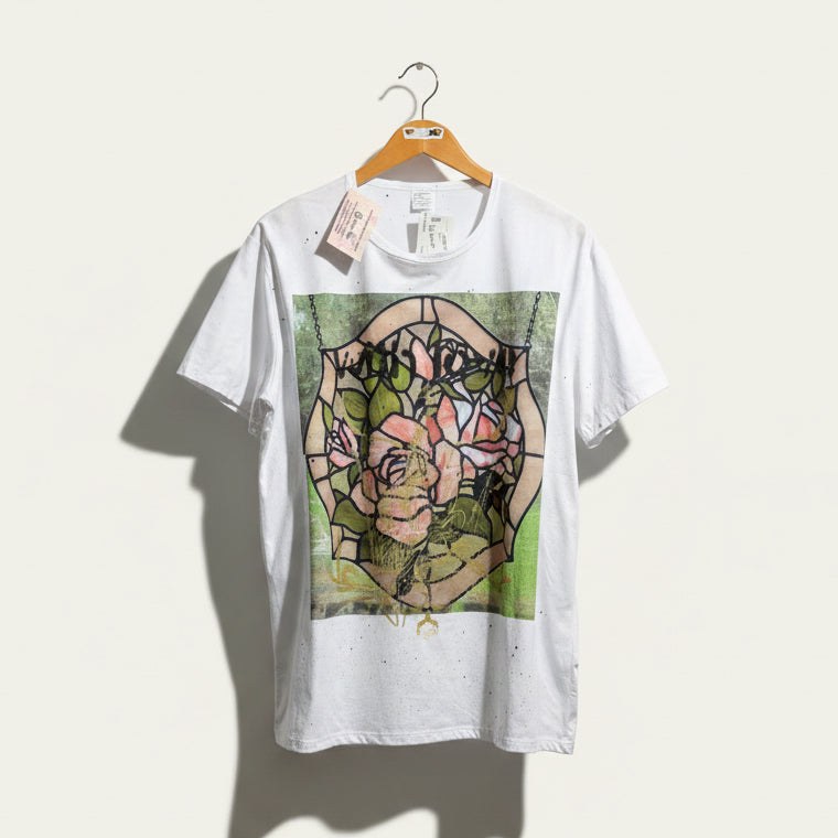 Digital Toni White Stretchy Stained Glass Graphic Tee Top Size 2XL