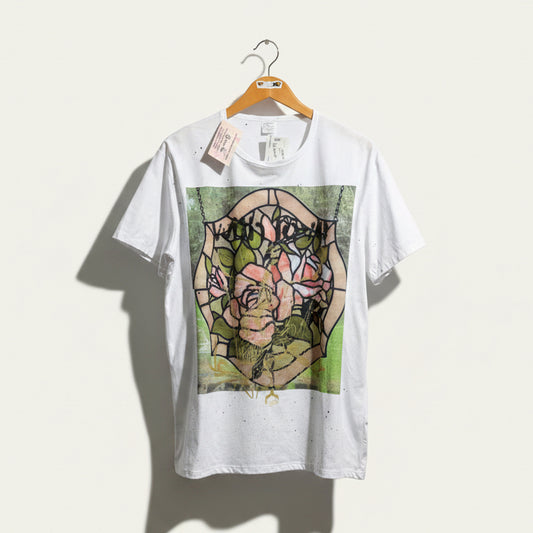 Digital Toni White Stretchy Stained Glass Graphic Tee Top Size 2XL