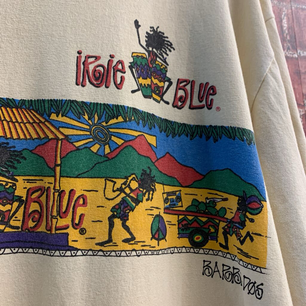 Irie Blue Vintage Tee Single Stitch Barbados Off White/Multi Size XL