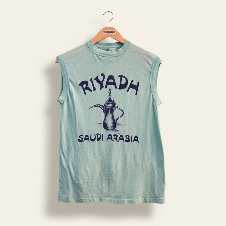 Vintage Tank Tee Riyadh Saudi Arabia Teal/Navy Size L