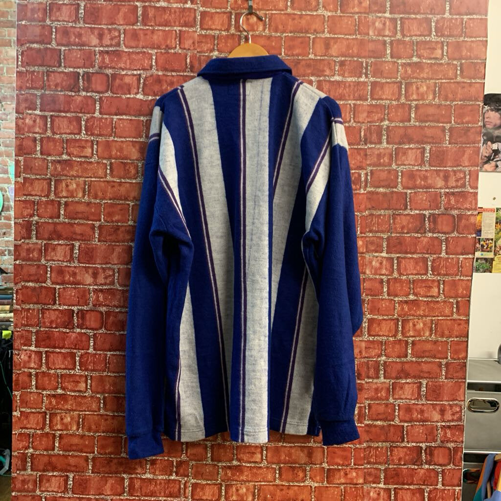 Wicked Vintage Pullover 1/4 Zip Vertical Stripes Navy/Grey/Purple Size XXL
