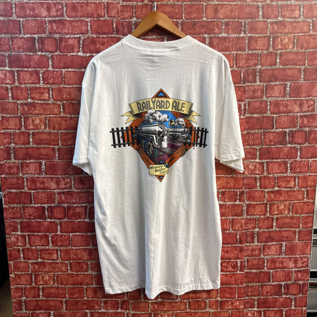 Oneita Vintage Tee Railyard Ale White Size XL