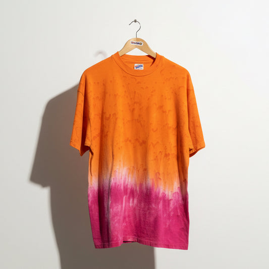 Hanes Beefy T Vintage Tee Tie Dye Ombre Orange/Purple Size XL