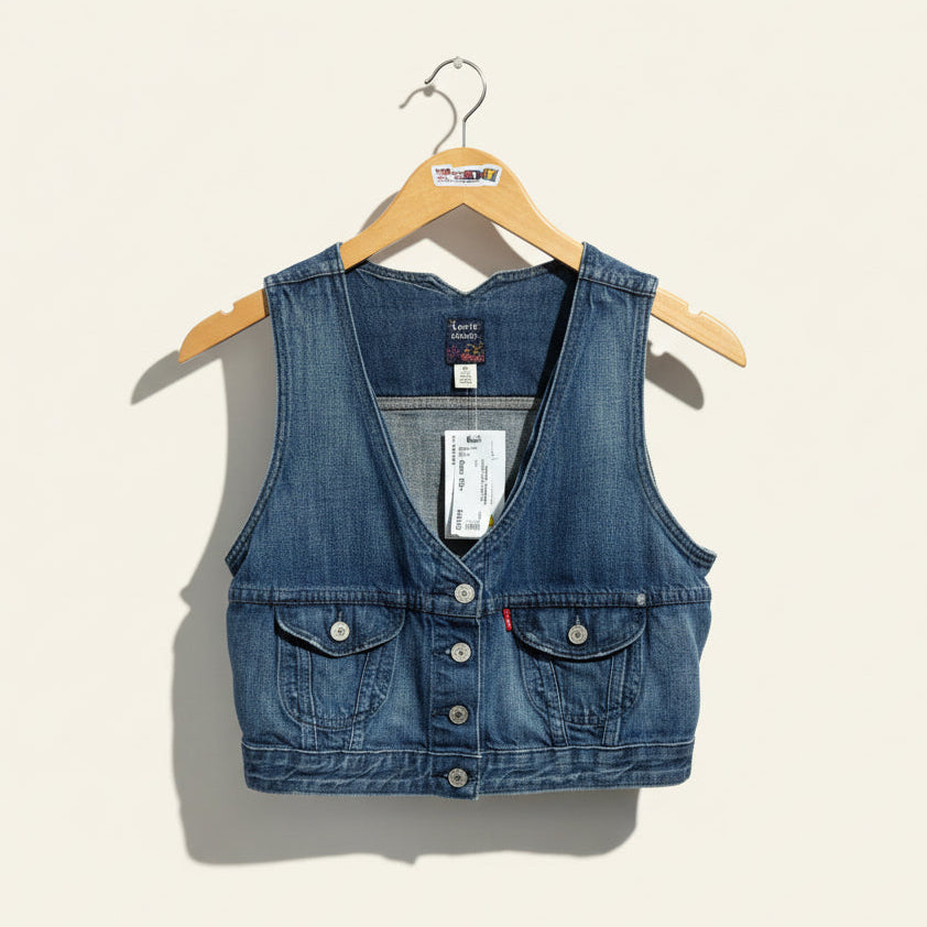 Levis Jeans Vintage Denim Vest Crop Blue Size M