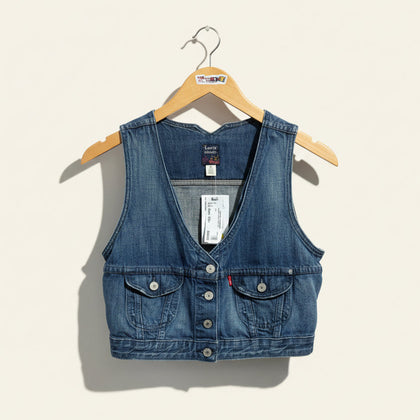 Levis Jeans Vintage Denim Vest Crop Blue Size M