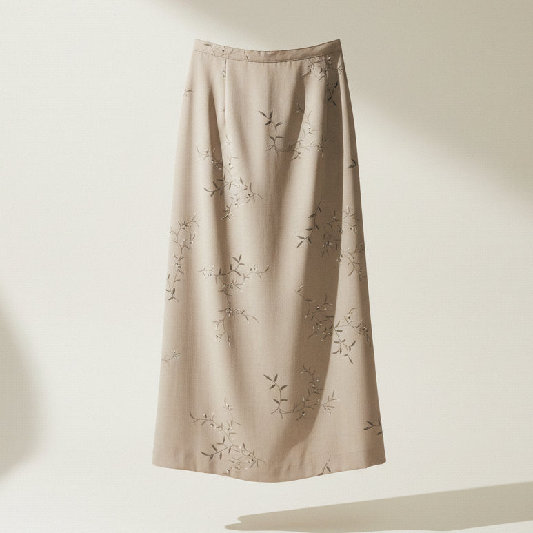Lancaster Clothing Co Maxi Skirt Floral Taupe Size 14
