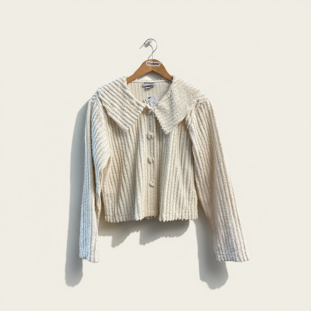 Peaces USA Vintage Cardigan Texture Buttons Cream Size M