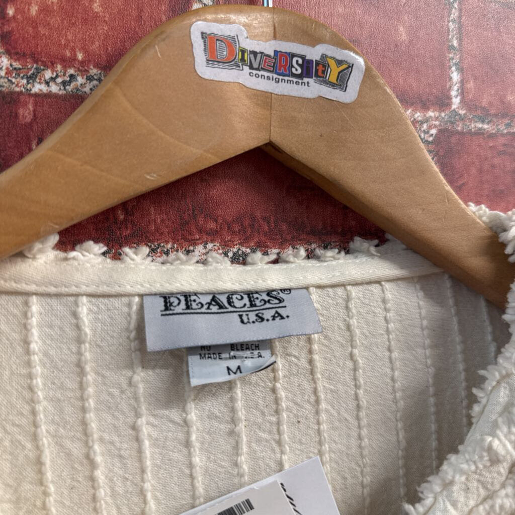 Peaces USA Vintage Cardigan Texture Buttons Cream Size M