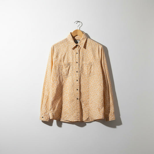 St Johns Bay Vintage Button Up Flowers Orange/White Size M