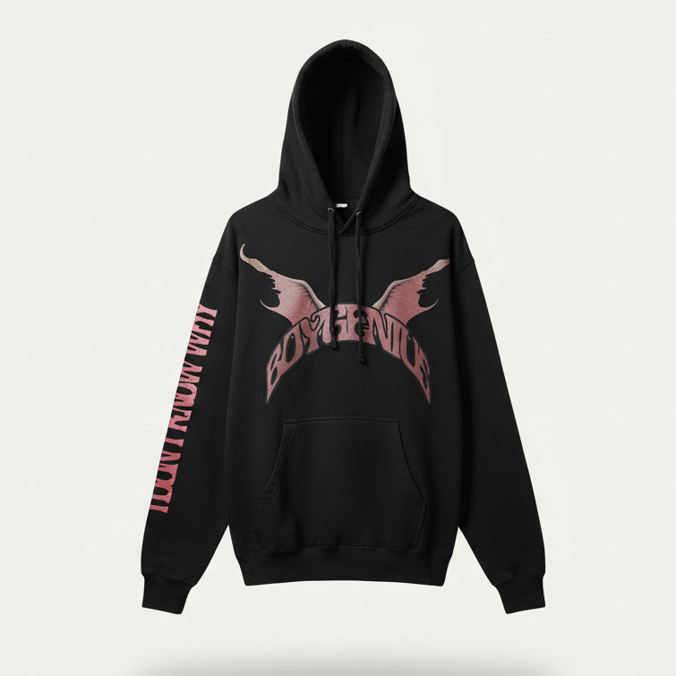BoyGenius Black Graphic Hoodie Size L