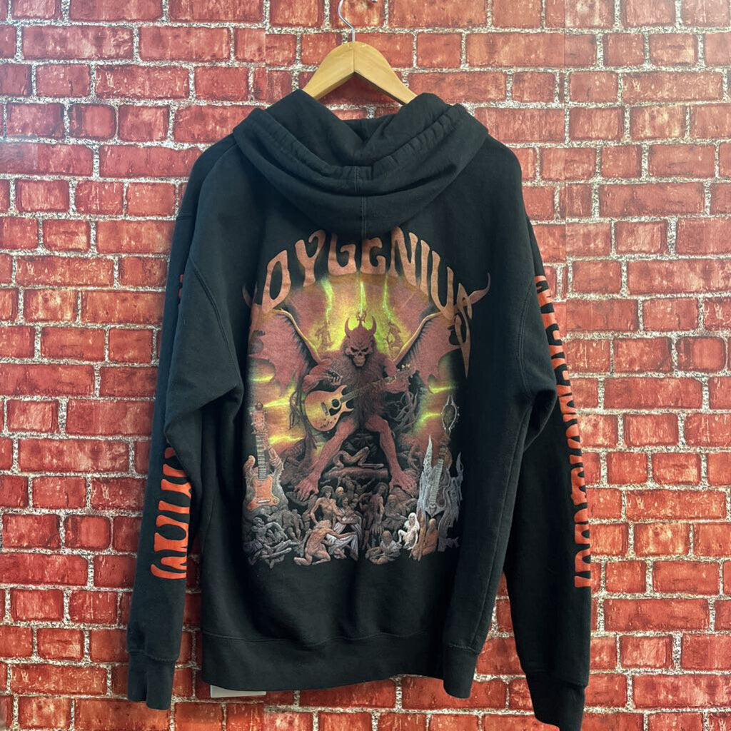 BoyGenius Black Graphic Hoodie Size L
