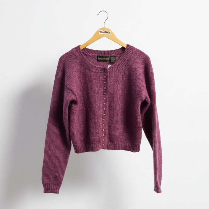 Barbara M Purple Mohair Cardigan Knit Sweater Size M