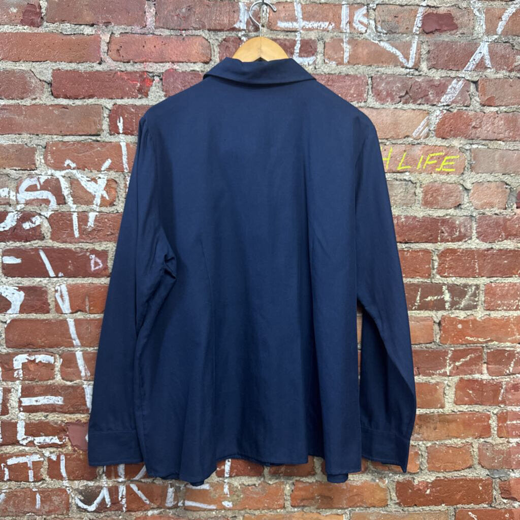 Winter Silks Blue Button Up Blouse Size 2XL