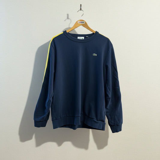 Locaste Sport Crewneck Stripes Down Arm Navy/Yellow/Orange Size L