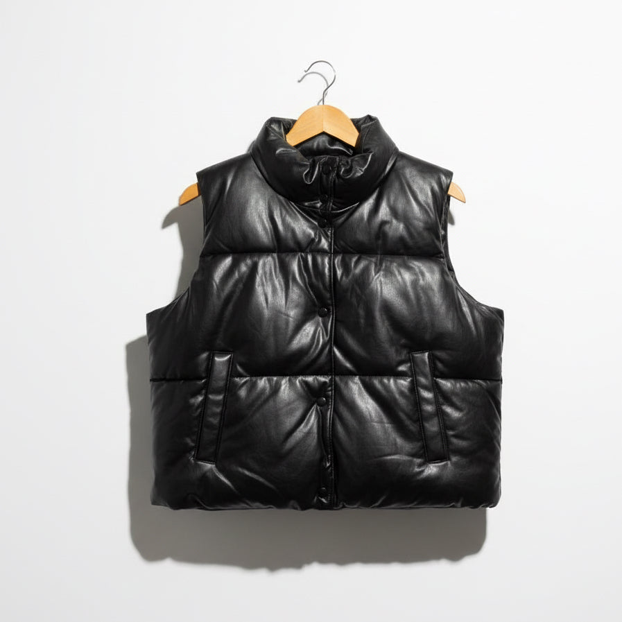 Old Navy Puffer Vest Satin Finish Black Size M