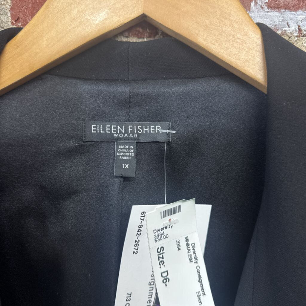 Eileen Fisher Buttonless Blazer Black Size 1X