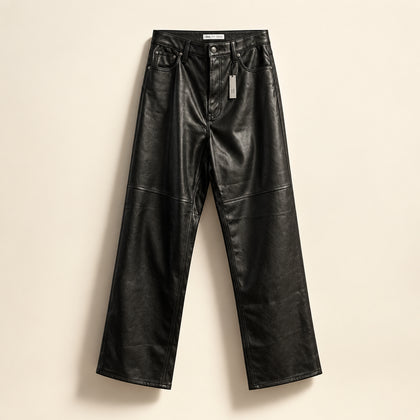NWT Gap High-Rise Straight Faux Leather Pants Black Men’s Size 33