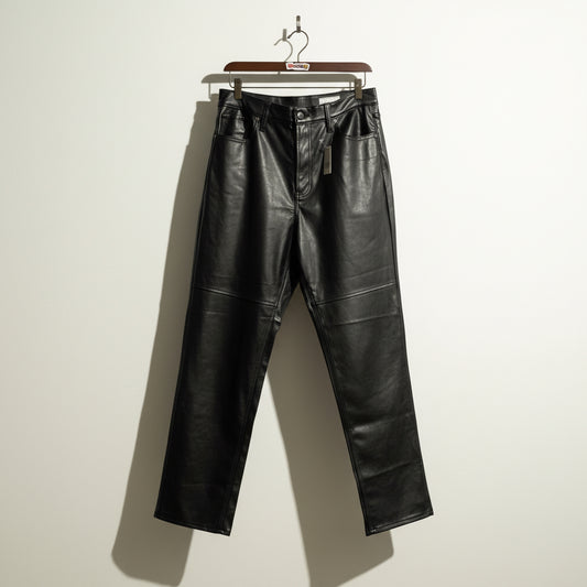 NWT Gap High-Rise Straight Faux Leather Pants Black Size 33