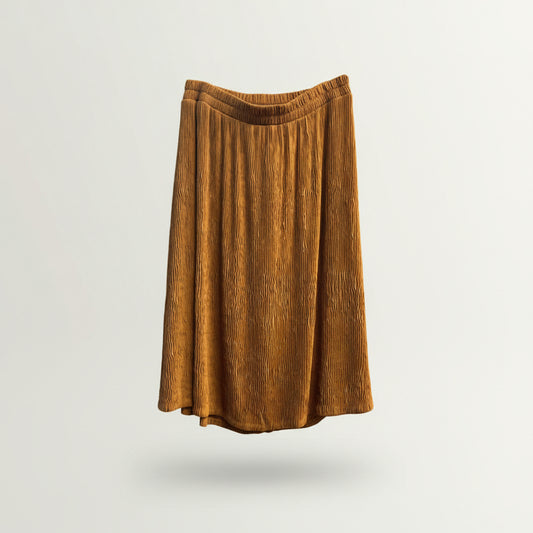Susan Graver Crinkle Midi Skirt Burnt Orange