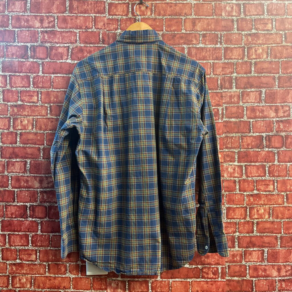 Les Copains Jeans Button Down Long Sleeve Plaid Blue/Red/Yellow Size 39