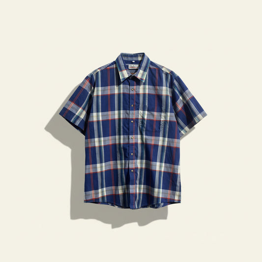 Favorites multicolor plaid short sleeve button up shirt size XL