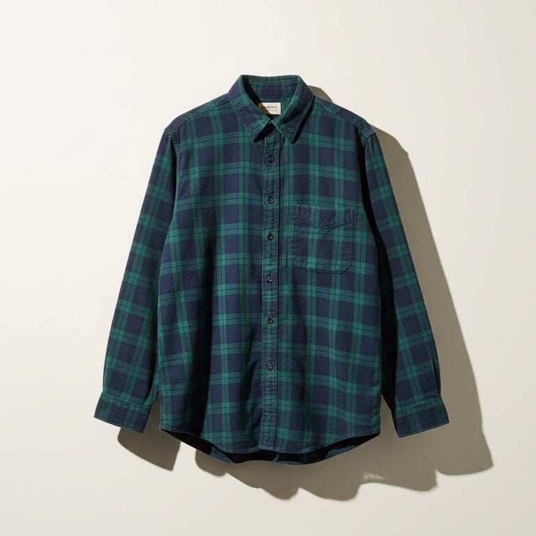 LL Bean Plaid Button up Navy/Green/Black Size L