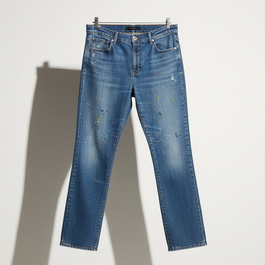 Calvin Klein Jeans blue paint splatter jeans size 22W, front product view
