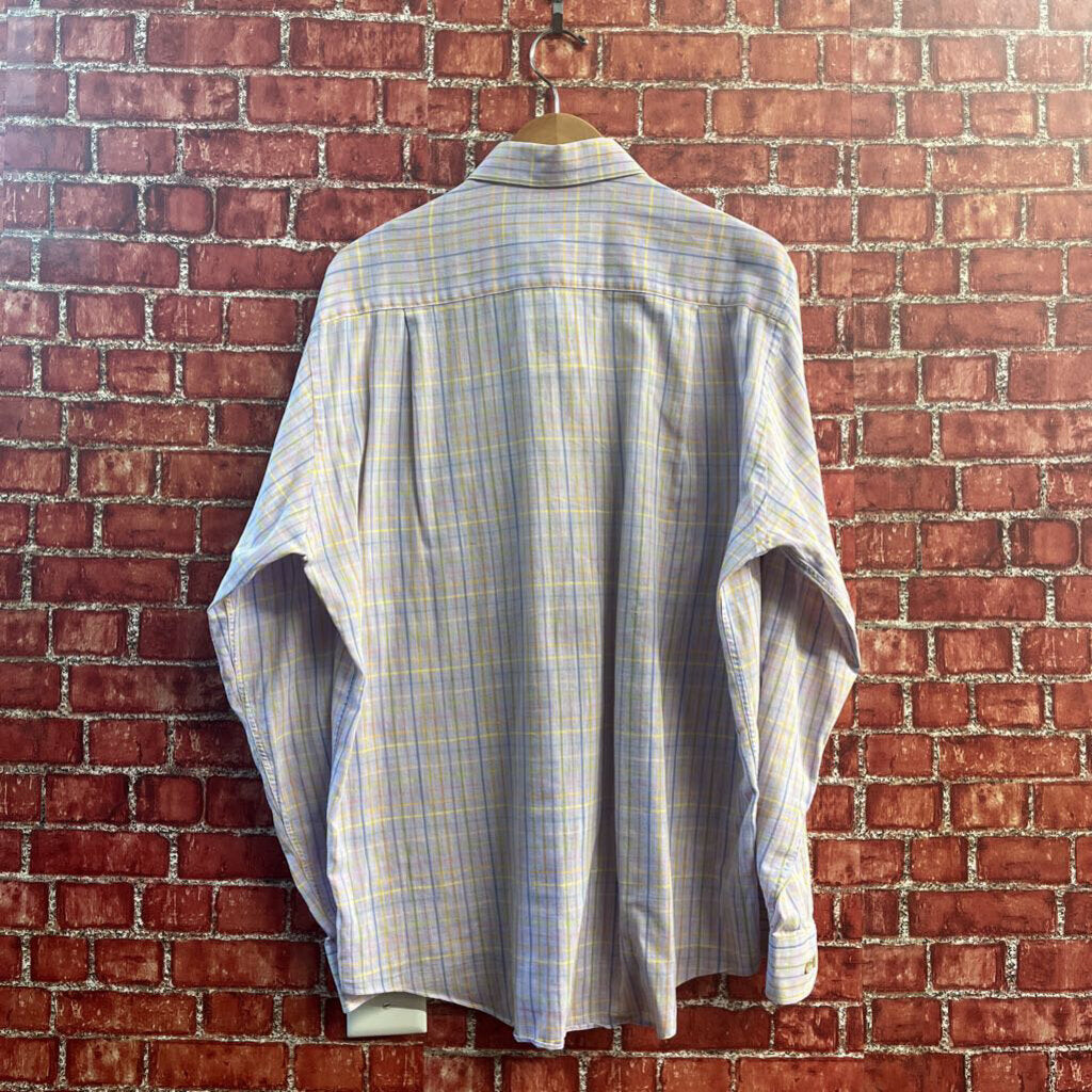 Paul Stuart Button Down Long Sleeve Plaid Purple/Green/Multi Size L