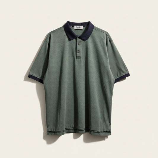 Pringle green and navy striped polo shirt size L