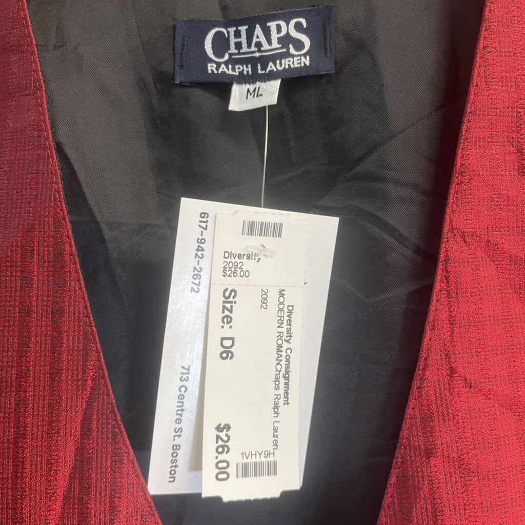 Chaps Ralph Lauren Suit Vest Red/Black Size M/L