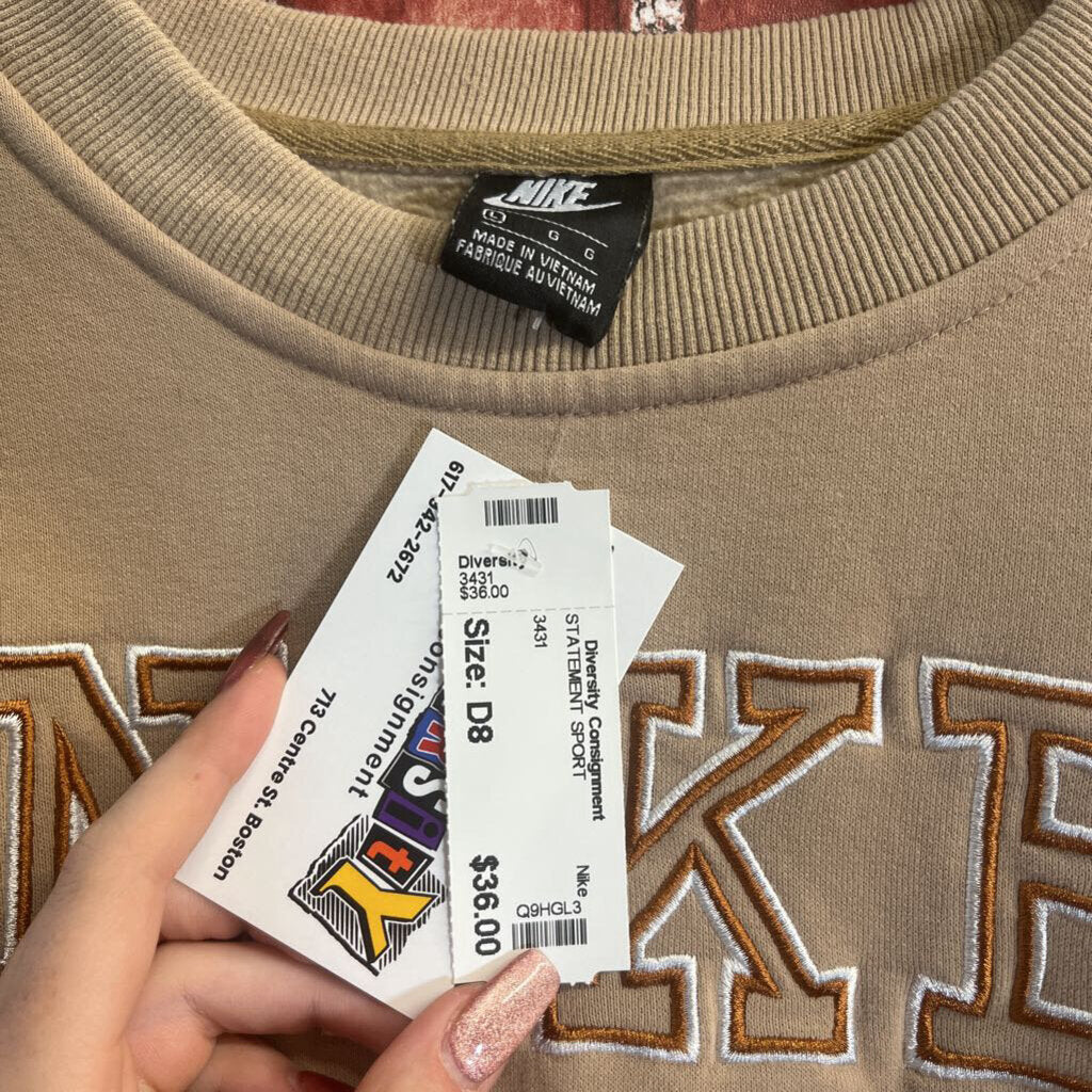 Nike Crewneck Embroidered Nike Beige/Orange/White Size L