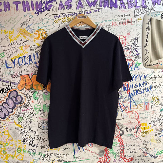 Moschino V-Neck T-shirt Navy/Brown/White Size XL
