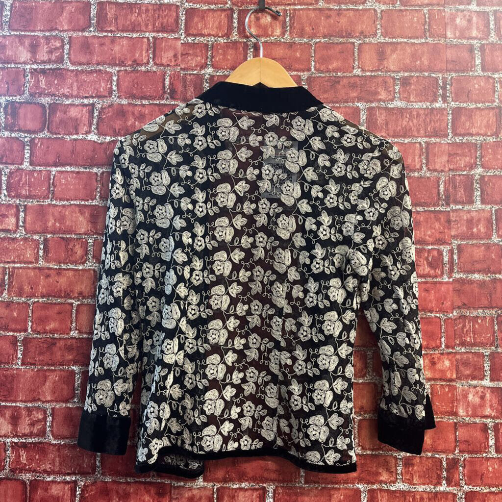 Unbranded Cropped Sweater Flower Textile Black/White
