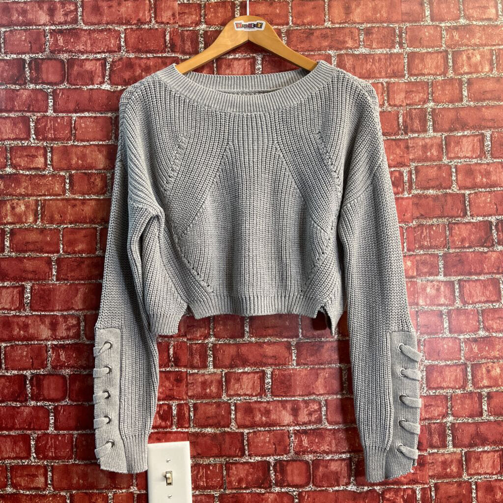 Unbranded Cropped Knitted Sweater light Grey