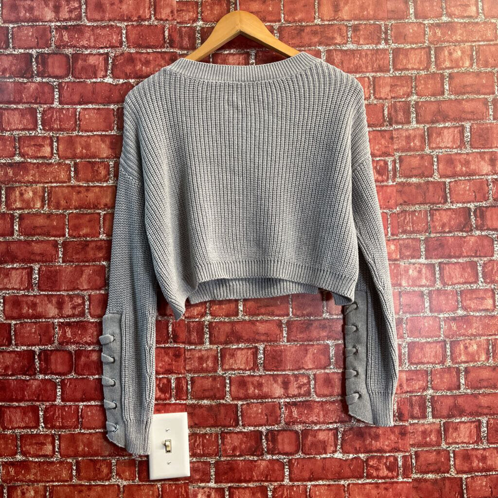 Unbranded Cropped Knitted Sweater light Grey