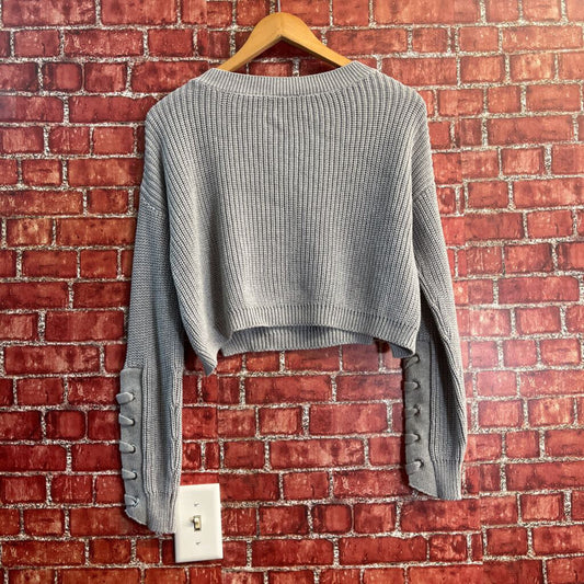 Unbranded light grey cropped knit sweater Diversity Size D5, reverse product view